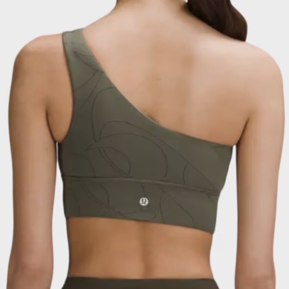 Lululemon Align Asymmetrical Bra Size 8 Olive Green One Shoulder Sport - Picture 3 of 7